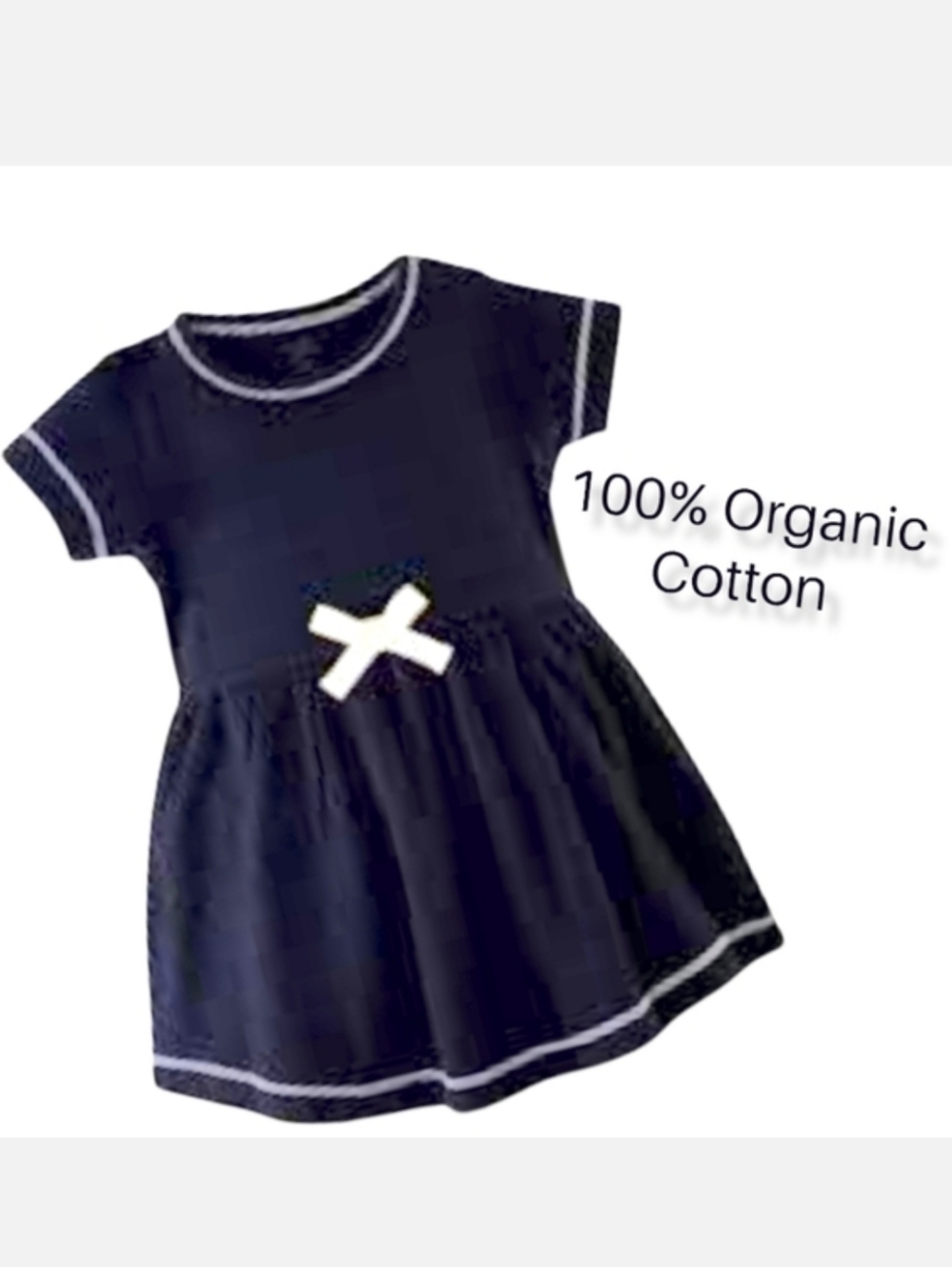 Touched by Nature Navy Short Sleeve Organic Cotton Dress 8Y
